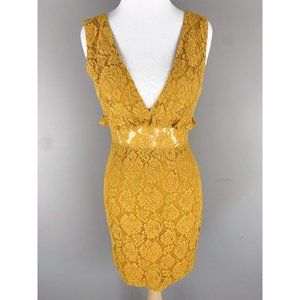 NSR Marigold Yellow Lace Sleeveless V-Neck Dress Small NEW with Tag